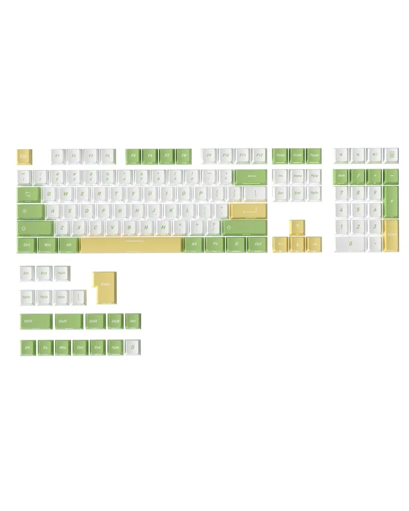 

Tsubaki Theme 128 Key Light Transmitting Side Engraving Five Sided PBT Hot Sublimation Mechanical Keyboard Keycap Small Full Set