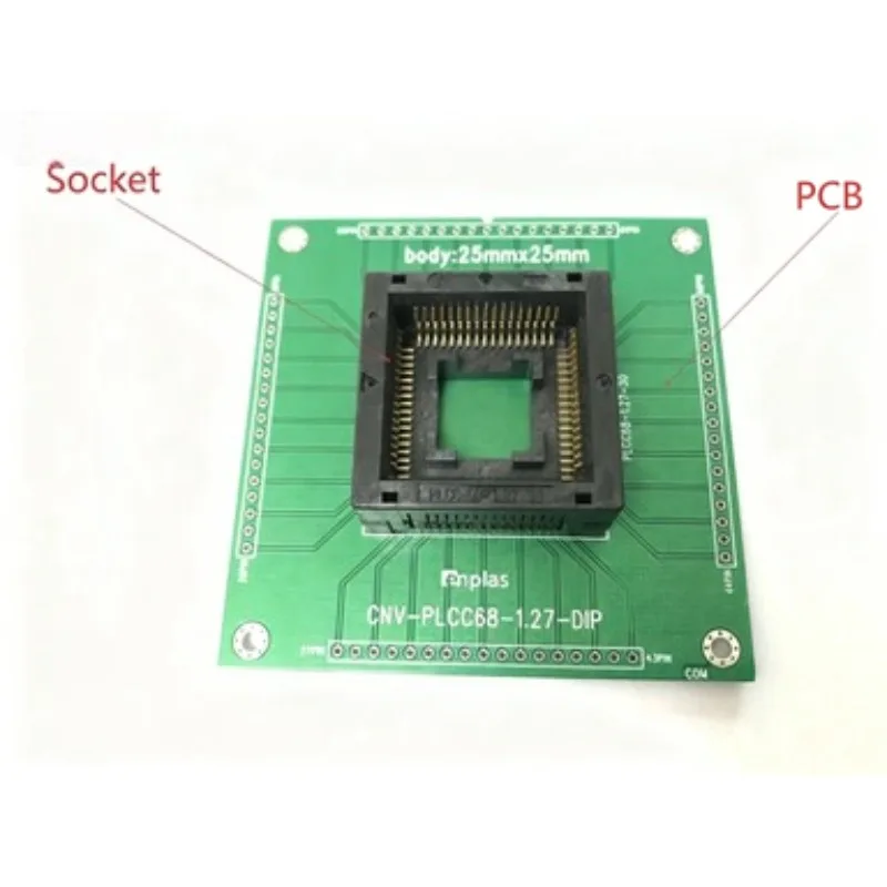 PLCC68 TO DIP Programming Adapter PLCC-68-1.27-30  IC Test Socket PLCC68Pin 1.27mm Pitch Burn in Socket