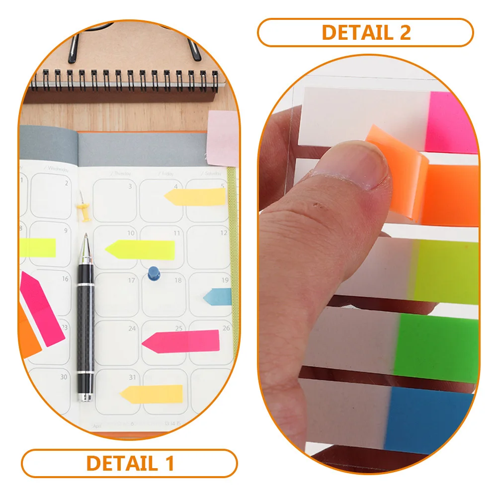 

4Sets Colorful Page Marker Sticky Memo Pad Pet Material Smooth Writing Eye-Catching Book Annotation Supplies Memo Pad