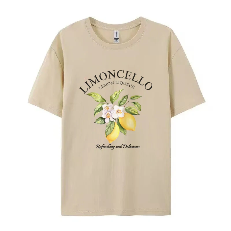 LIMONCELLO T-Shirt mit Grafikdruck, Zitronen- und Blumenmuster, kurzärmelig, Rundhalsausschnitt, lässiges Damen-Top, perfekt für Frühling und Sommer – Detail 7