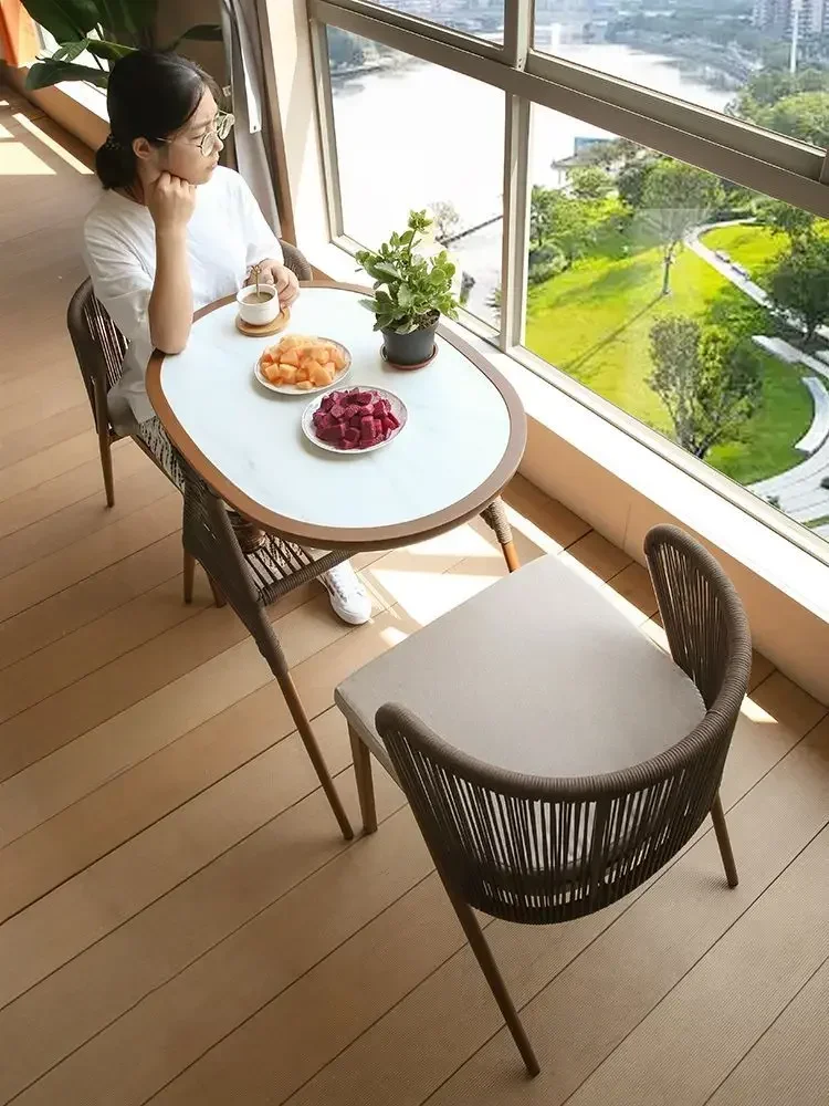 

Small Tables and Chairs Internet Celebrity Storage Simple Modern Outdoor Rope Table Three-piece Combination