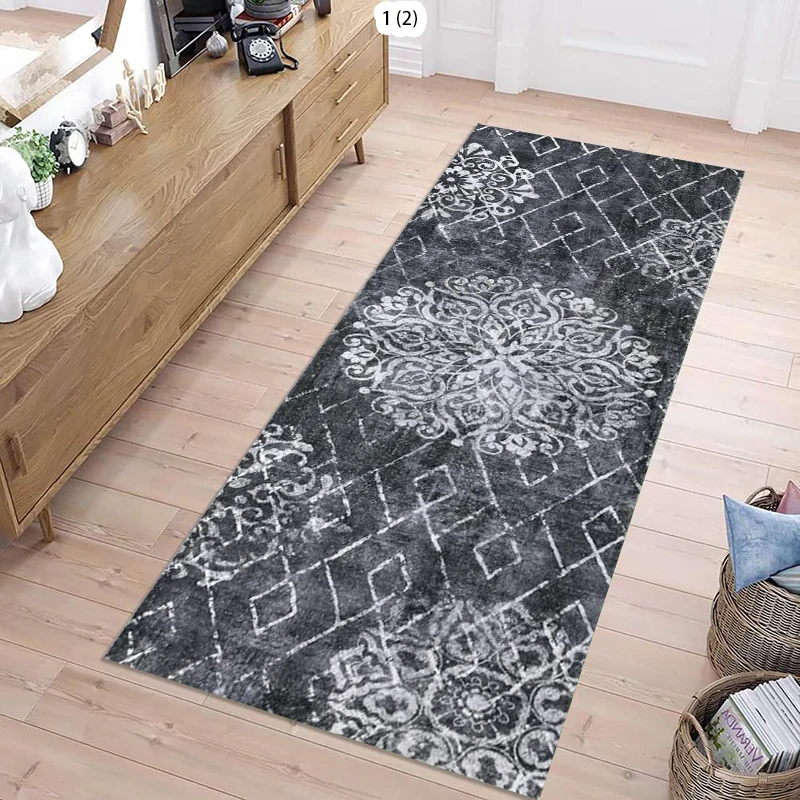 Traditional Geometric Carpet Hexagon Motif Hallway Runner Vintage Entryway Rug Decorative Floor Mat Indoor Outdoor Classic Style