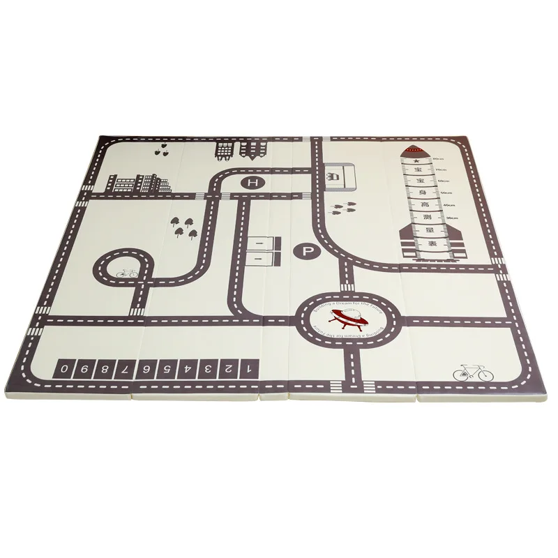 

Popular parking lot crawling mat baby thickened 4cm baby puzzle folding xpe crawling mat pu floor mat