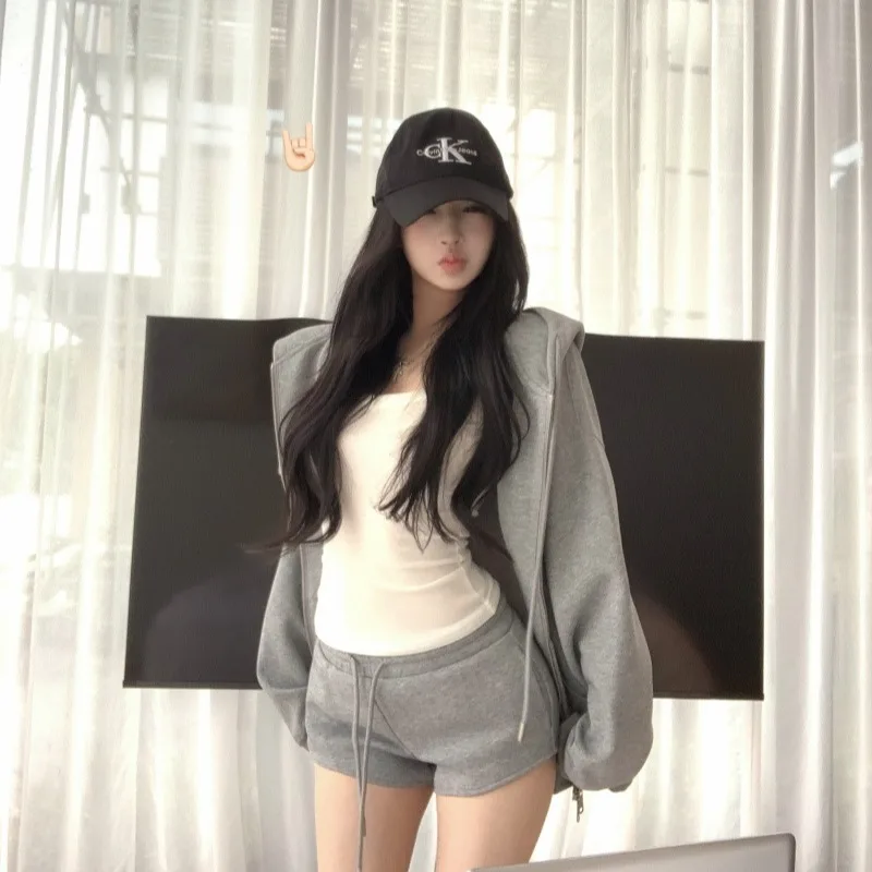 Lazy ey Losse Hoodie Casual Sweatshirt Set Vrouwen Hoge Taille orts Tweedelige Set Herfst 2025, Pendelen Sle Lange Sve