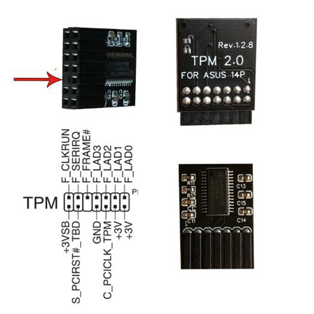Modulo di sicurezza professionale TPM 2.0 20 pin/SPI 14 pin/interfaccia LPC 14 per piattaforma affidabile ASUS -SPI -M R2.0