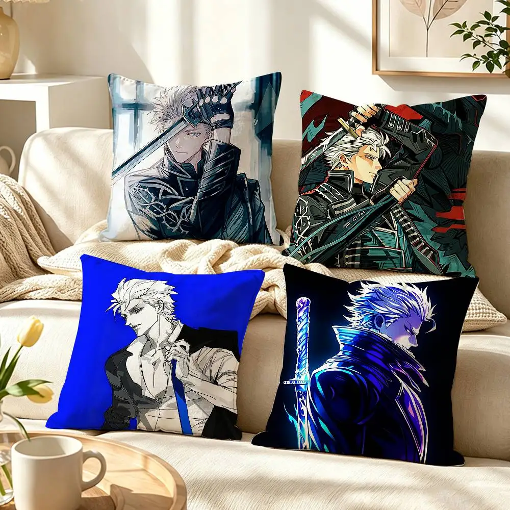 Game V-Vergil Devil May Cry  Pillow Case Pattern Printed Pillowcase For Living Room Sofa Cushion Cover