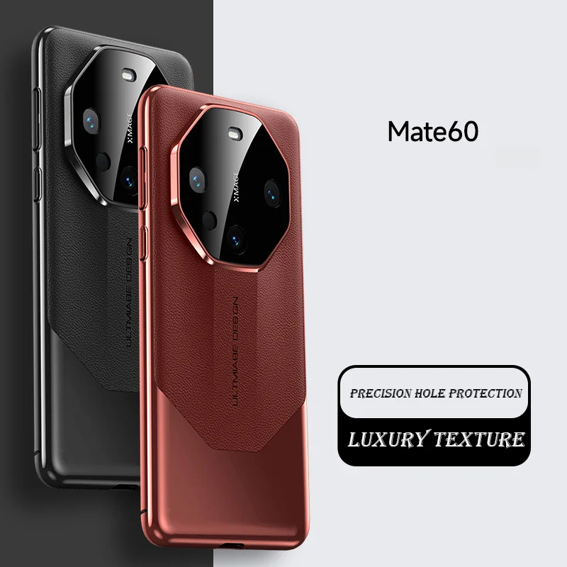 High-End Genuine Leather Anti-Fall Mobile Phone Case For Huawei Mate 60 50 40 Pro RS Plus P60 Art Pure70 Pro Ultra Nova12 Cover