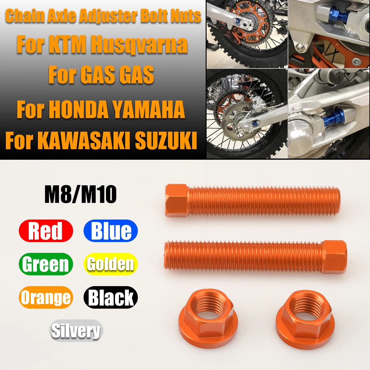 

M8 M10 CNC Rear Axle Blocks Chain Adjuster Bolt For KTM Husqvarna GAS GAS For HONDA YAMAHA KAWASAKI SUZUKI