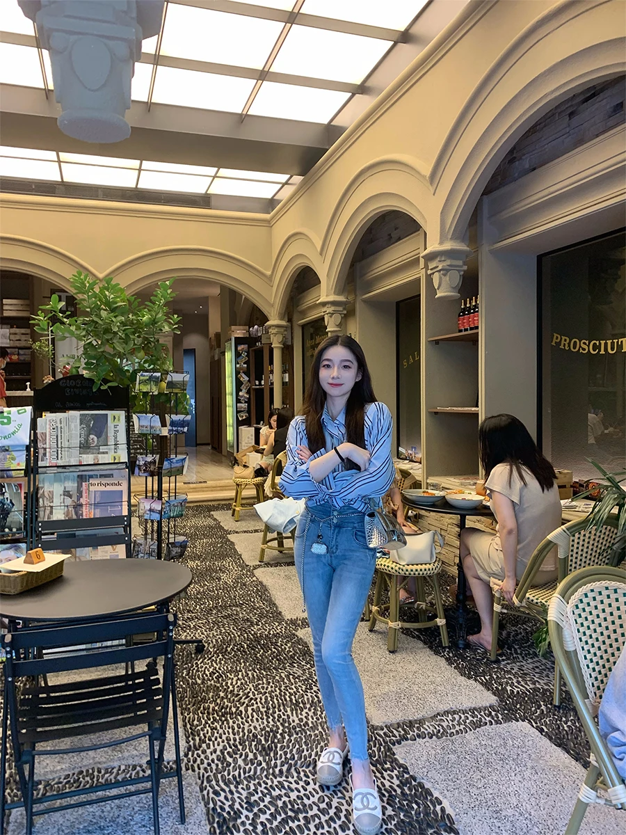 

Джинсы-скинни Simona с высокой талией, светло-голубые, на пуговицах, с рваным краем, женские, из хлопкового стрейч-материала, облегающие, в стиле «карандаш»