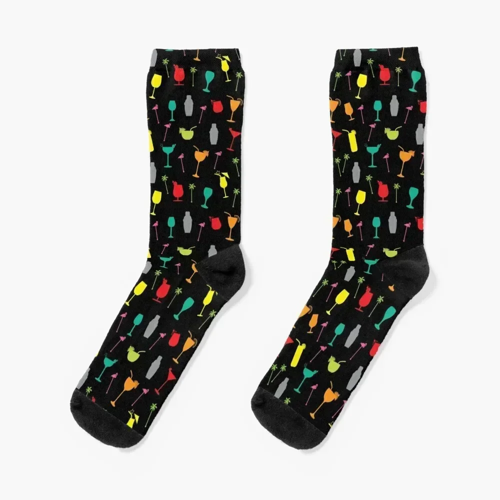 Colourful Cocktail Glasses and Shakers Pattern Socks hip hop Lots Men's Socks Women's