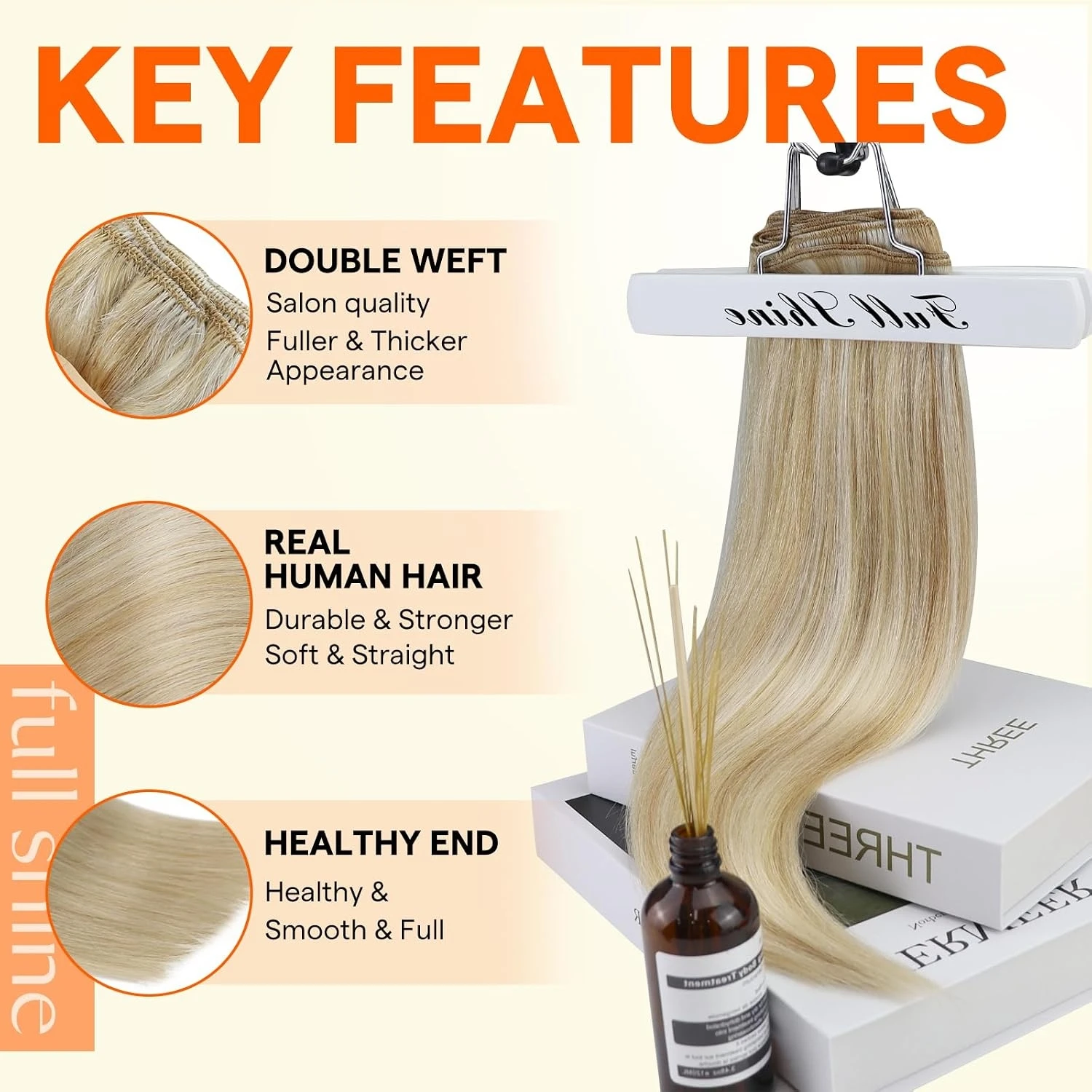 Full Shine Weft Hair Extensions Remy Straight Natural Human Hair Piano Color For Salon