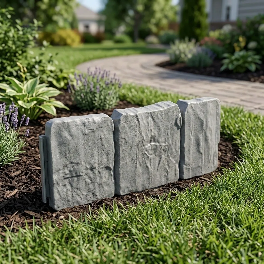 For Outdoor Garden Decor Faux Stone Fence Interlocking Landscape Panels Curb Appeal Enhancer Resilient Polypropylene Material