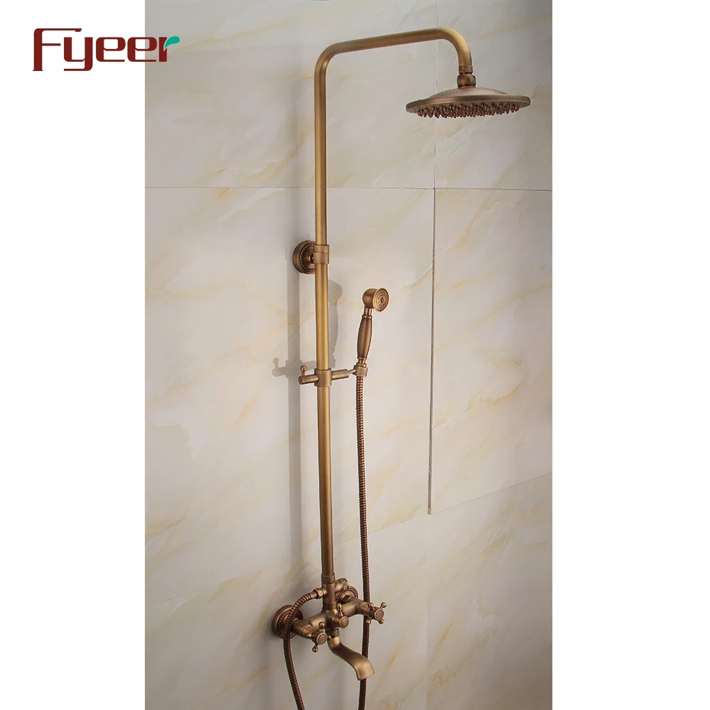 Fyeer Antique Bathroom Shower Set With Rainfall Shower Head