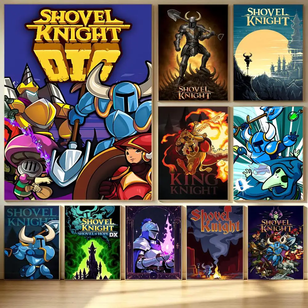 game Shovel Knight Poster Poster HD  Printing Soothing and Cream Style Home Decor for the Living Room cafes Gift Giving