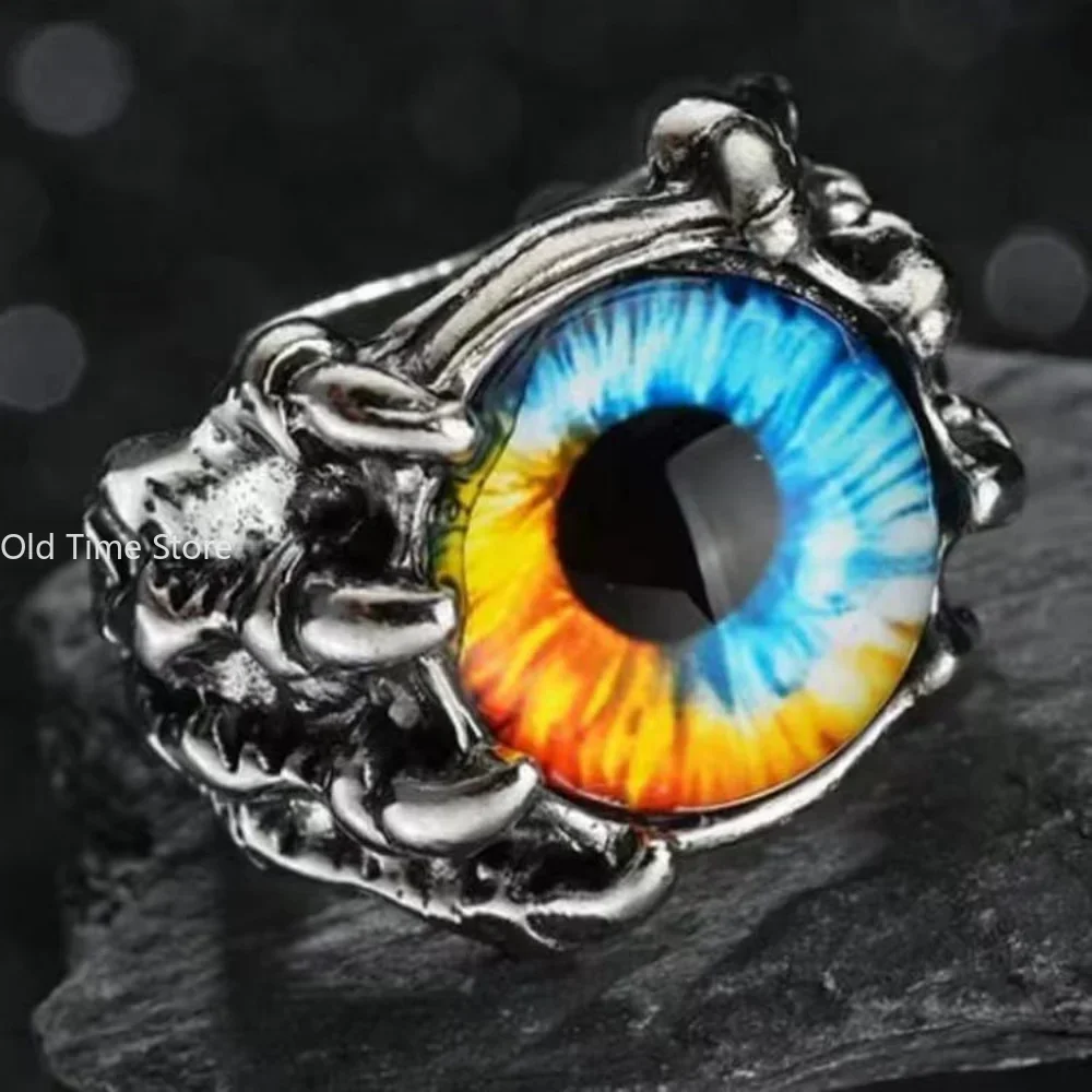 New Retro Jewelry Rings Gothic Rings Unisex Punk Skull Rock Hip Hop Adjustable Gift Jewelry Evil Eye/Dragon Claw