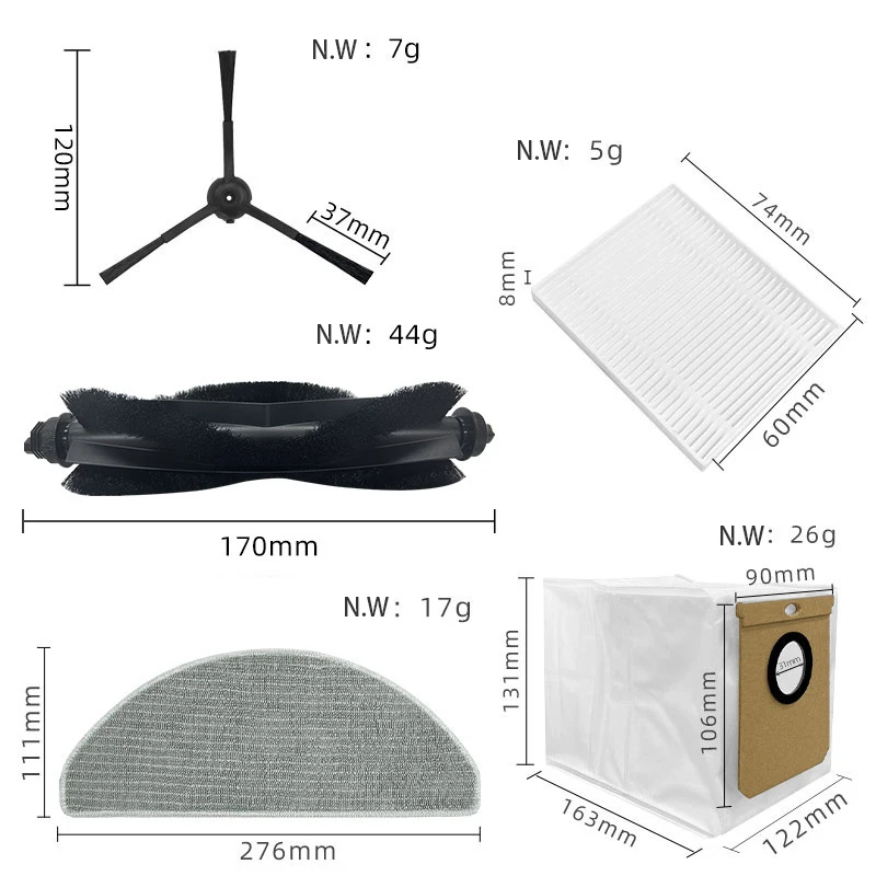 Szczotka boczna rolkowa Filtr HEPA Worek na kurz do odkurzacza Roidmi Eve CC / SDJ12RM Części zamienne Akcesoria