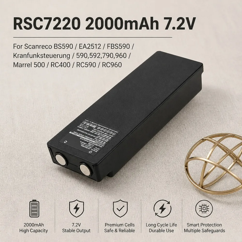 New RSC7220 2000mAh 7.2V Battery For Scanreco BS590 EA2512 FBS590 Kranfunksteuerung 590,592,790,960 Marrel 500 RC400 RC590 RC960
