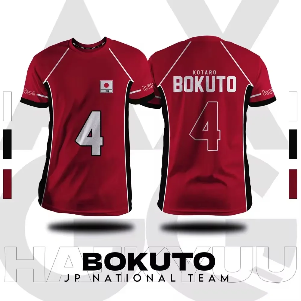 Haikyuu Fukurodani Red Cartoon Anime Cosplay Men Jersey Summer Short Sleeve Children Tee Top 2024 New Fashion Mens T-shirt