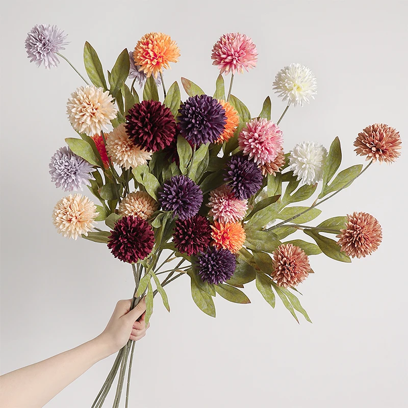 

4 Heads Silk Dandelion Artificial Flowers 70CM Fake Flowers Branch for Home Room Decor DIY Dining Table Center Decor Accessory
