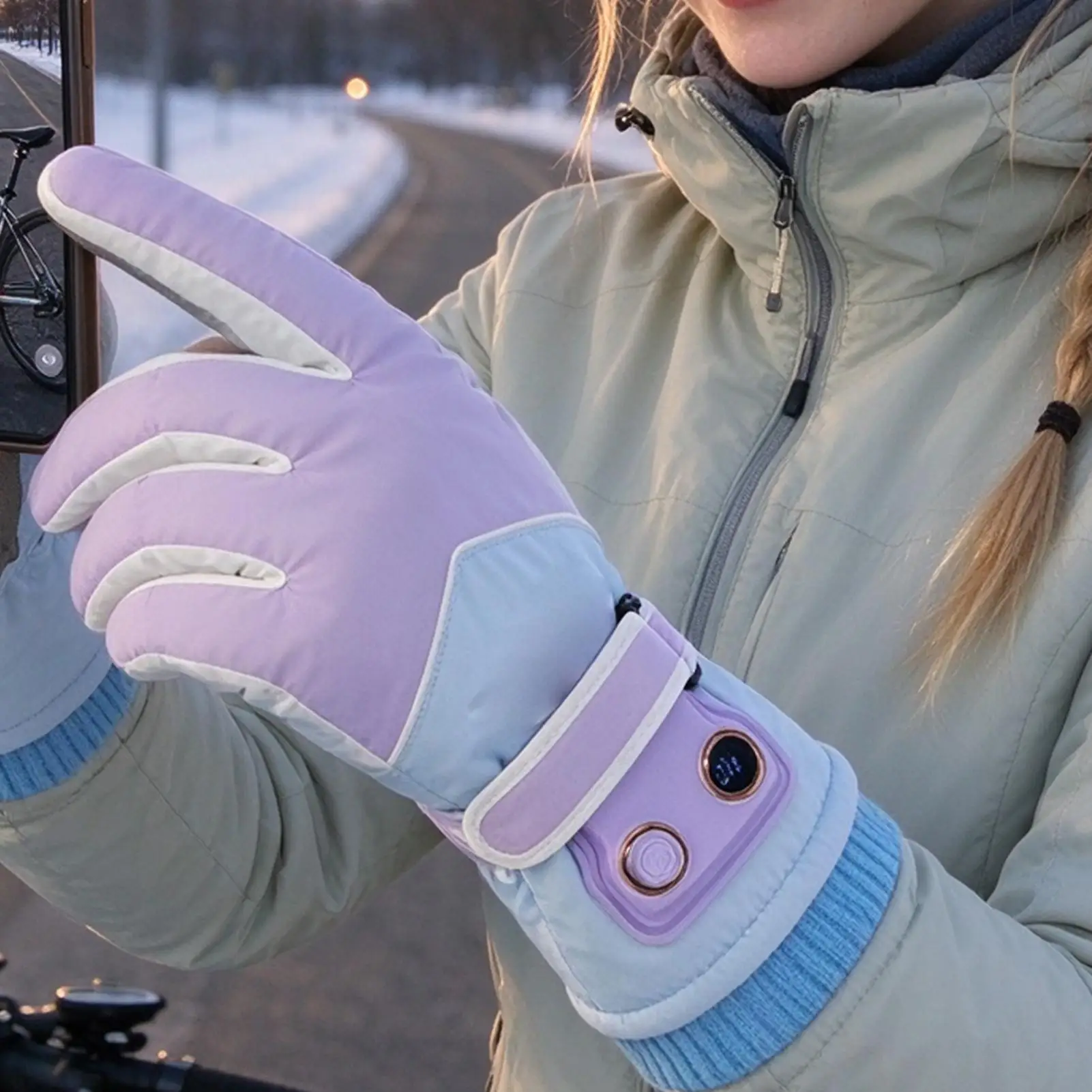 Heating Gloves 3 Heating Levels Touchscreen Waterproof Warm Mitten 1200mAh Battery Rechargeable Winter Gloves Men For Cycling