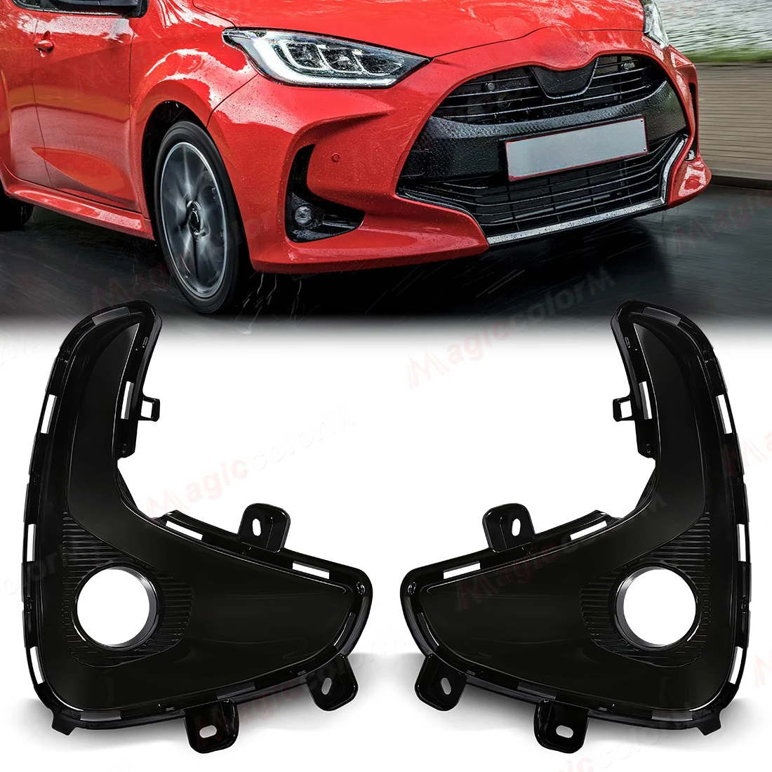 

1 пара переднего бампера, противотуманная фара, черная рамка, накладка на рамку для Toyota Yaris Vios 2020 2021 2022, левая и правая крышка противотуманной фары