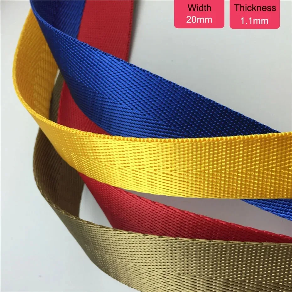 Multi-color 50 Yards/Roll 20mm Webbing Belt Buckle Strap Nylon Backpack Garment Sewing Ribbon DIY Accessories 1.1mm Thickness