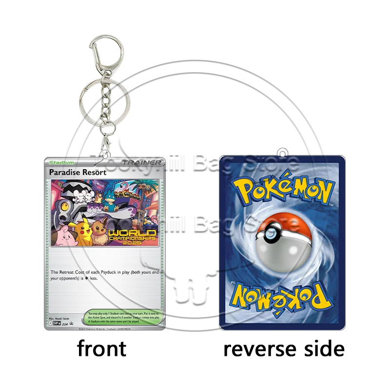 PTCG Mimikyu Acrylic Keychain Cards Mew Ex Mewtwo Snorlax VanGogh Hat Collection Pocket Monster Keyring Pendant Birthday Gift view 5