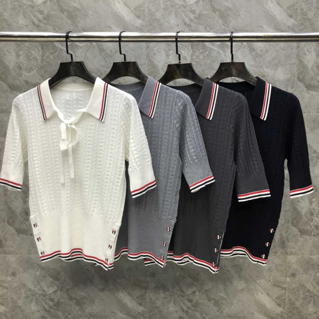 

Летняя новинка: эластичная облегающая трикотажная рубашка с узлом, короткий рукав, в стиле колледж, хлопковая футболка с принтом для мужчин