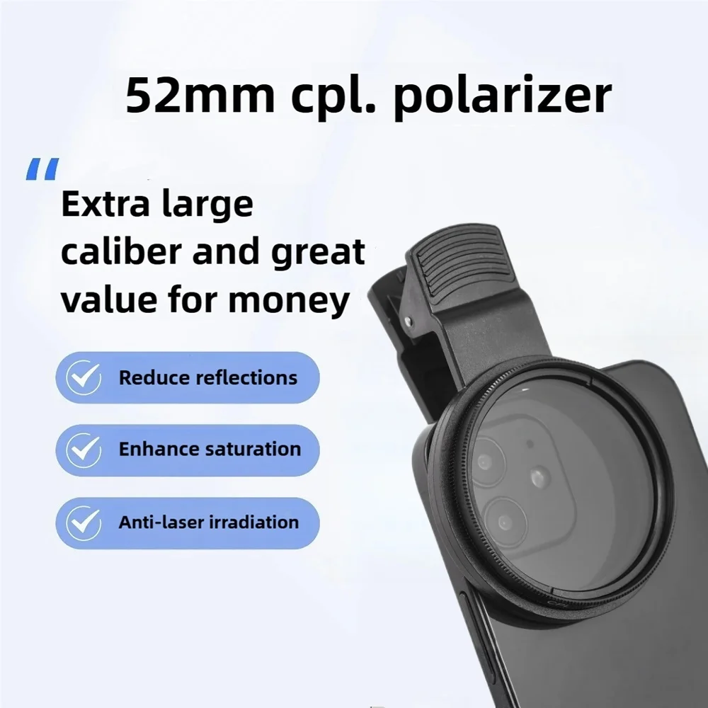 52mm CPL Polarizing Lens Filter Universal Clip On Camera Pol