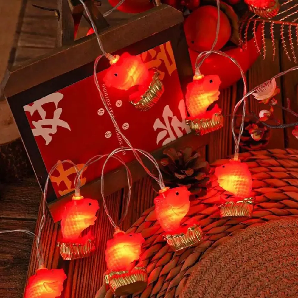 

Chinese Style Spring Festival Lights Decor Good Luck Red Color Atmosphere Lamp Traditional Bright New Year LED String Lighting
