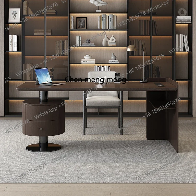 D80 Italian Minimalist Solid Wood Desk Modern Simple Home Designer Style Study Computer Desk Light Luxury High-end Office Desk
