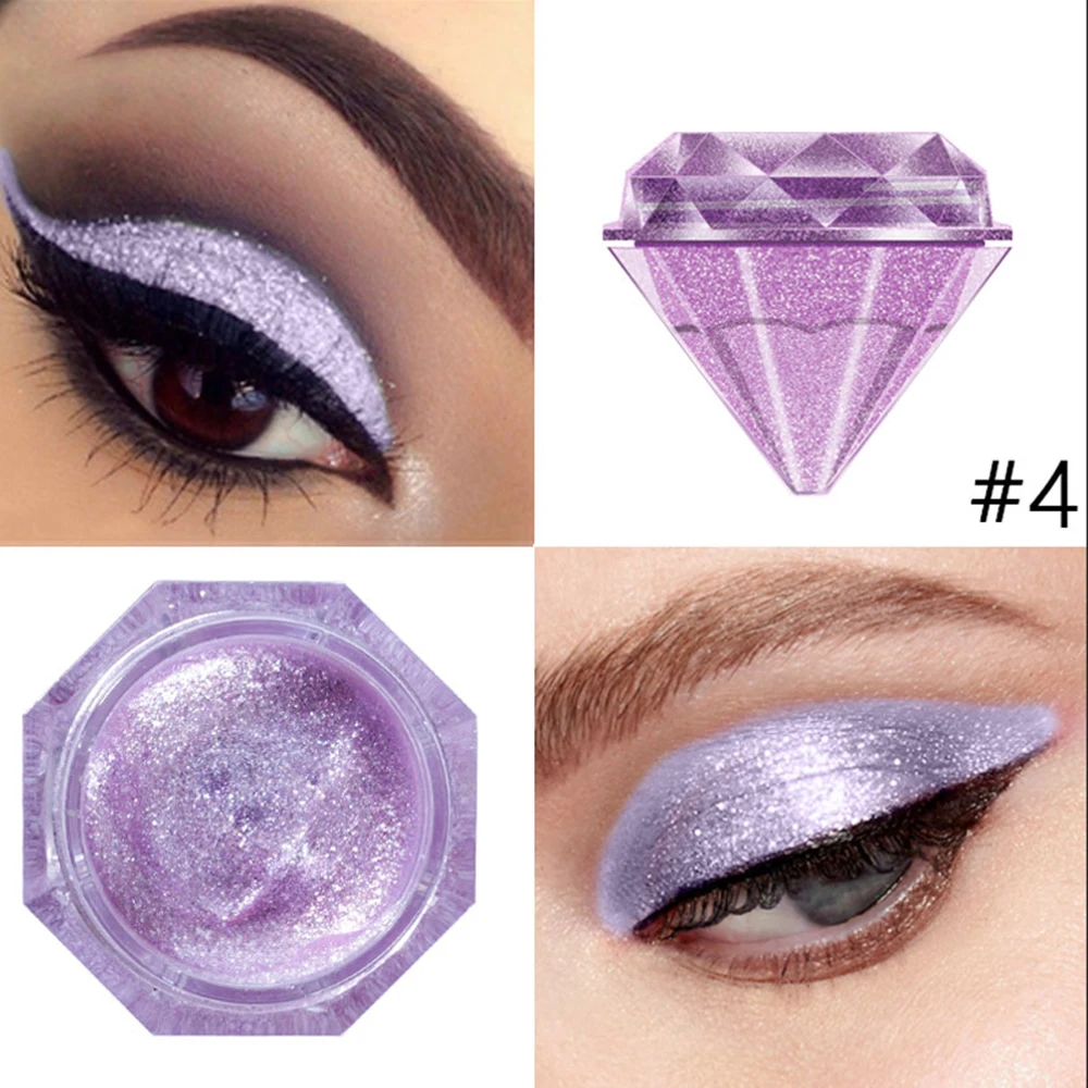 Ombretto viola Argento Oro Shimmer Eyeahdow Cream Trucco occhi Ombretto glitter impermeabile Pigmento per feste