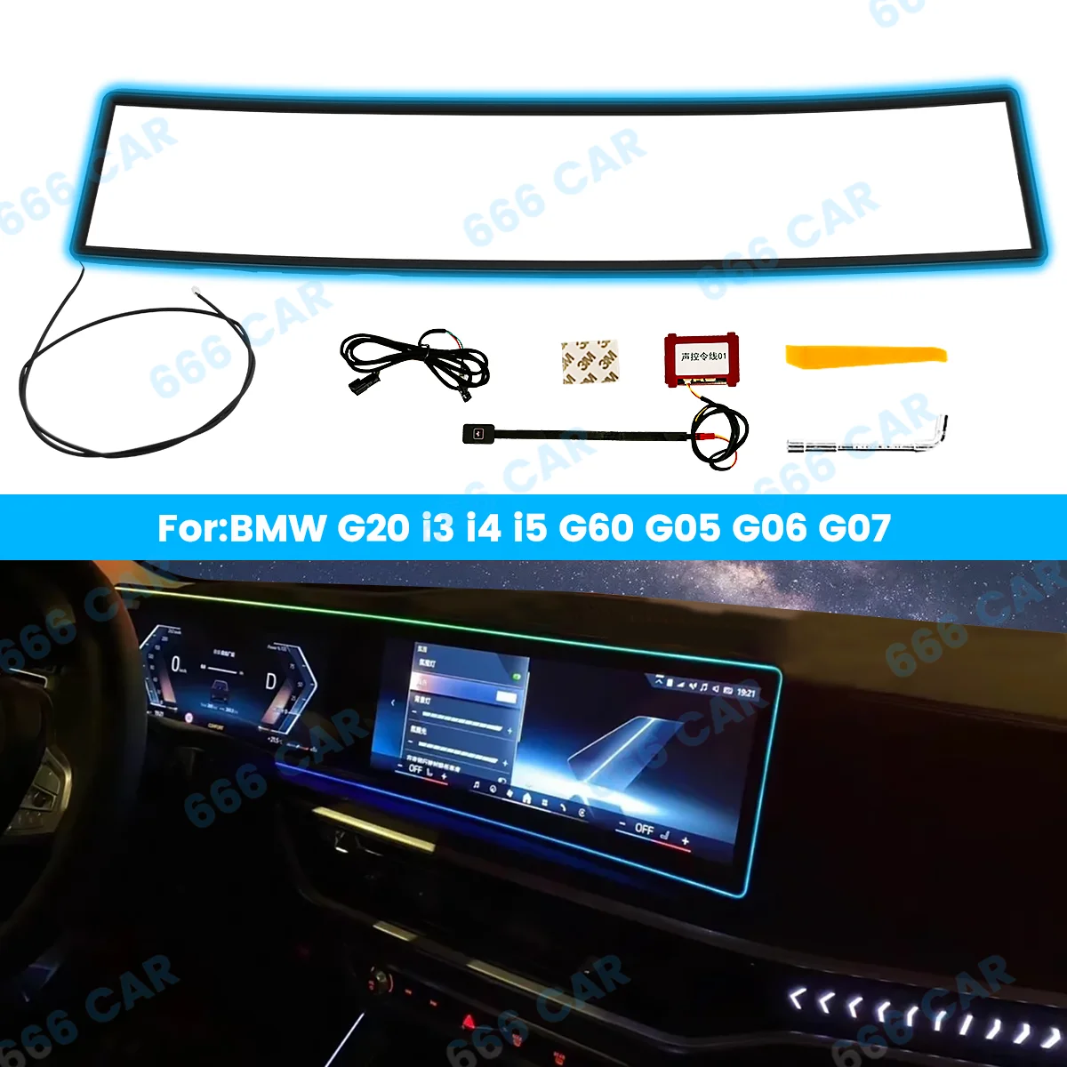 

11 Color Screen Ambient Light For BMW G20 G26 G60 G05 X5 G06 X6 G07 X7 M3 M4 i3 i4 i5 Series LED Car Screen light Decoration