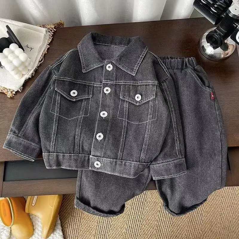 

2-7 Years Kids Boys Denim Set Spring and Autumn 2026 New Children's Korean Edition Casual Jacket+Jeans Two Piece Set 90-140cm
