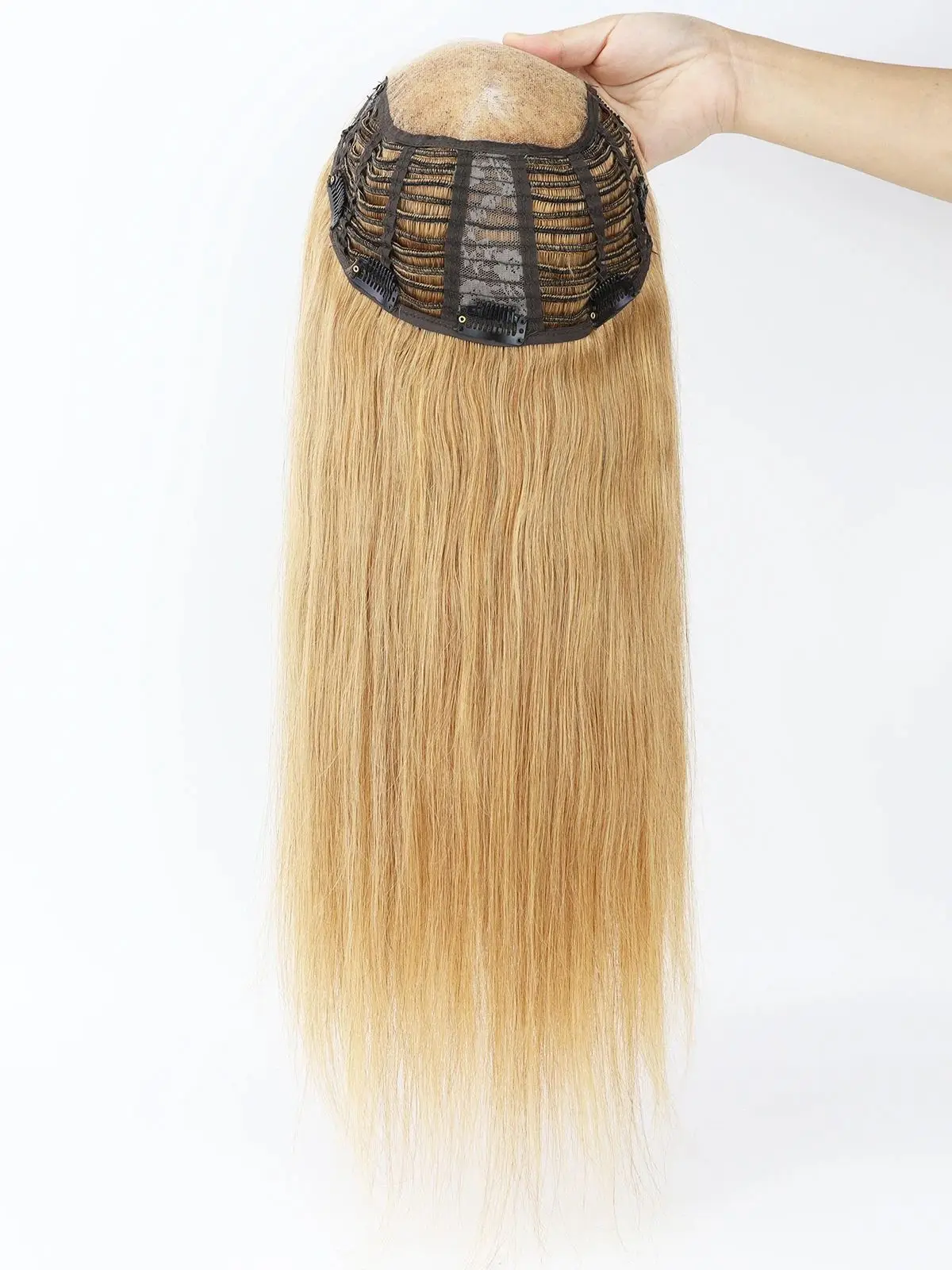 4x4" HD Kanten Top Topper met Open Inslag Honingblond Echt Remy Menselijk Haar Toupetje voor Vrouwen Lichtgewicht Zacht Ademend - afbeelding 2