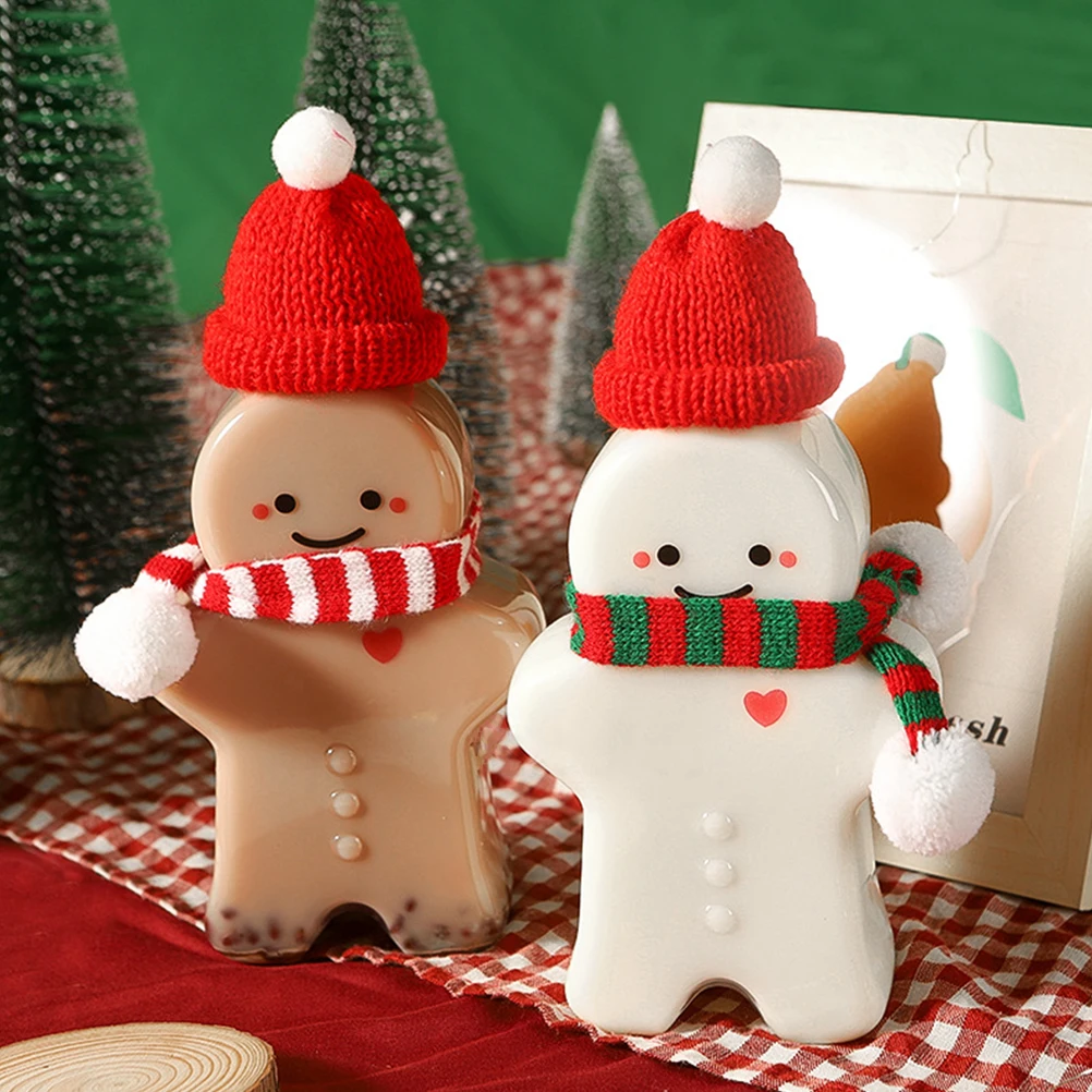 

20Pcs Mini Knitting Hat and Wool Scarf Set Christmas Xmas Mini Santa Hats Wine Bottle Cover Party Decorations Craft Supplies
