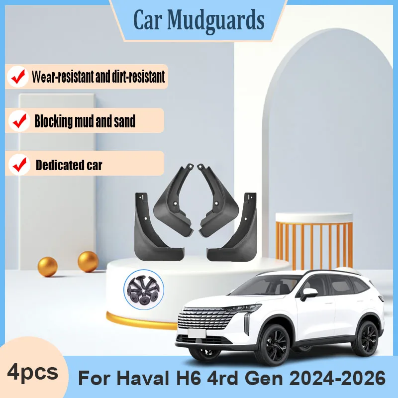 

Muds Flap For Haval H6 4rd Gen 2024 2025 2026 4 PCS Splash-proof Guards Flap Wheel Mudguards Fender Anti-mud Accessories Parts