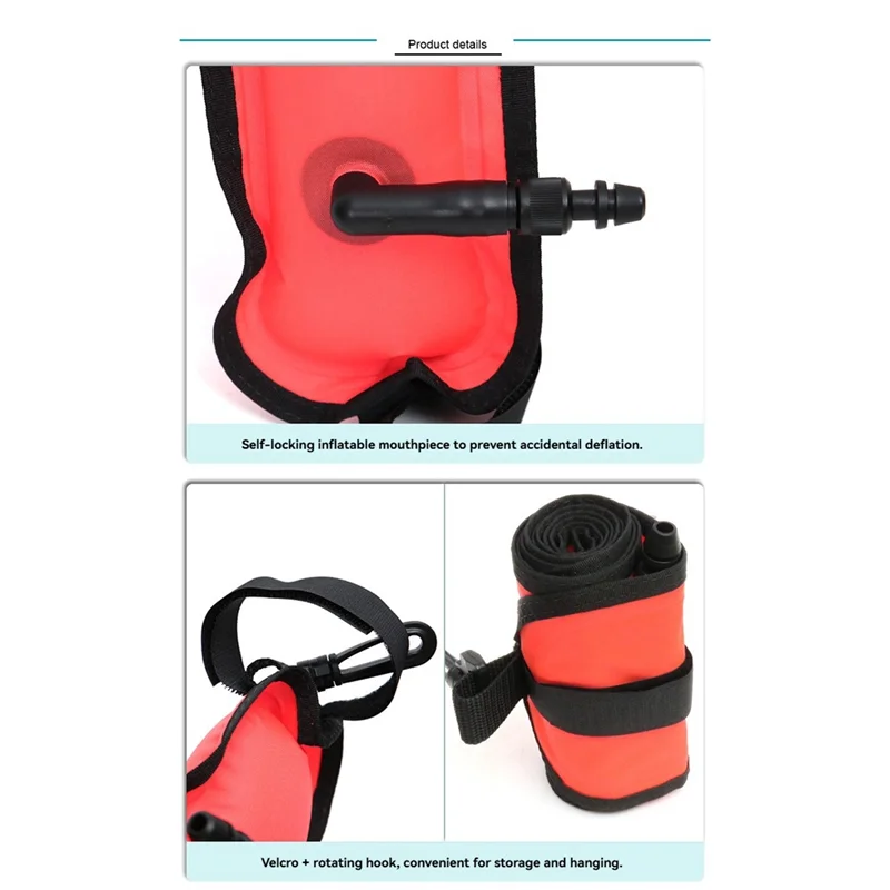 

Scuba Diving Inflatable Safety Sausage With Rotatable Hook Sausage Signal Tube SMB Inflatable Nozzle Floating Accessory Pink