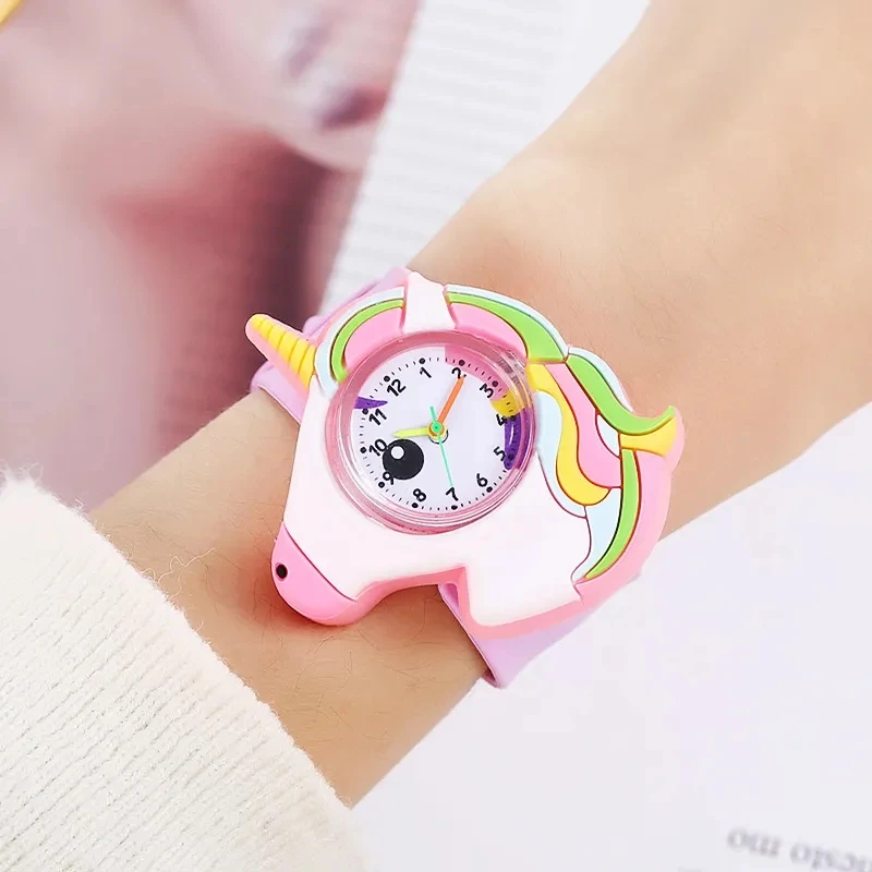 Boys Girls Watches Children Kindergarten Party Gift Toy Digital Electronics Wristwatch Slap Bracelet Clock Cartoon Kids Watches