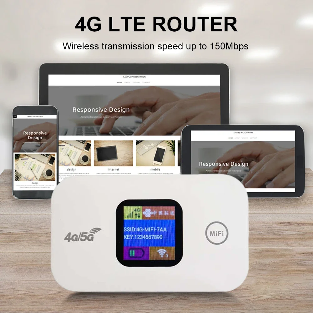 4G Lte Router 150Mbps Portable Pocket Modem Wireless Wifi Router 2100mAh Mini Outdoor Hotspot Mifi with Sim Card Slot Repeater