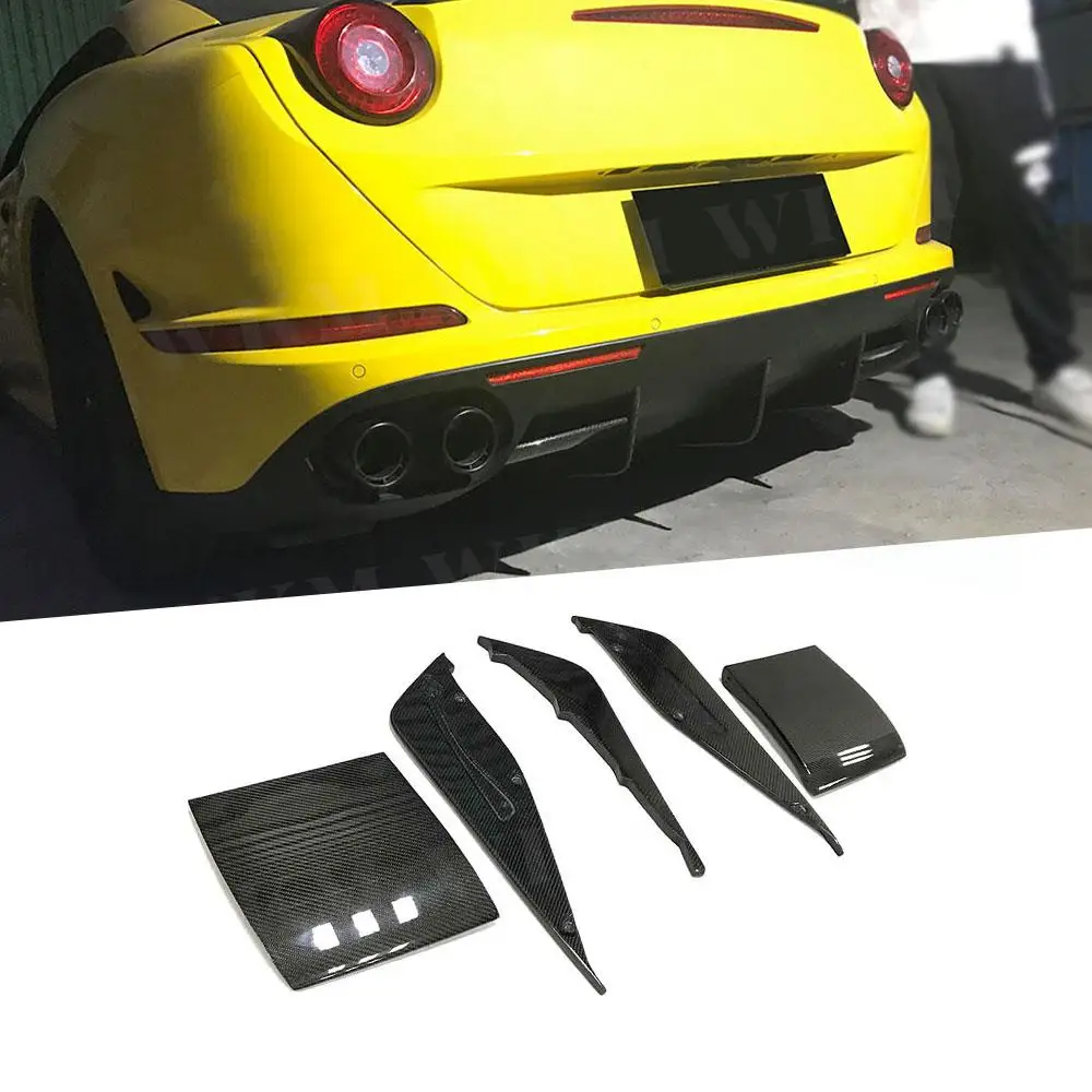 5PCS Car Rear Boot Lip Bumper Spoile Carbon Fiber for Ferrari California 2015 FRP