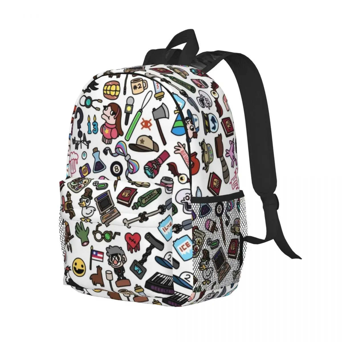 Gravity Falls 15-Inch Waterproof Backpack - Lightweight Travel Bag with Multiple Pockets for Organization