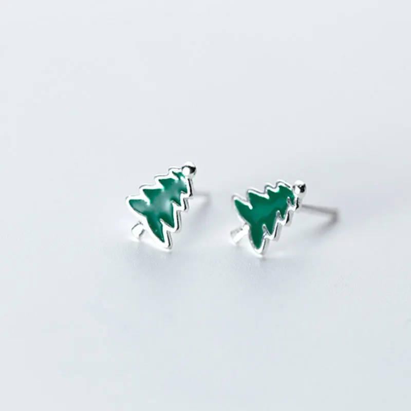 New Fresh And Sweet Christmas Tree 925 Sterling Silver Simple Personality Exquisite Popular Earrings E019