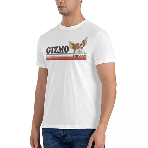 Imagen 2 del producto Camiseta a rayas para hombre, ropa de algodón puro de manga corta con cuello redondo, g-gremlins Gizmo