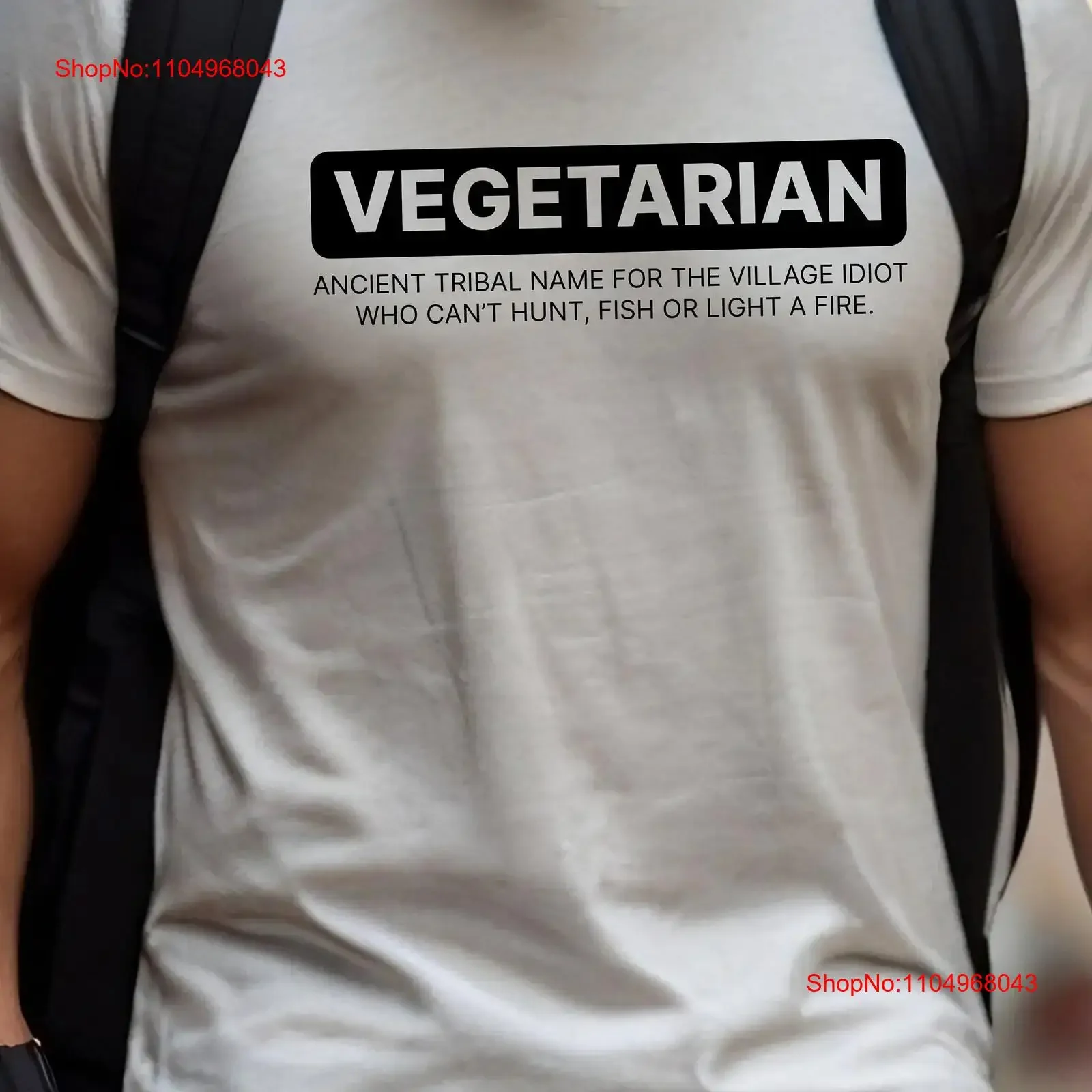 

Vegetarian Village Idiot T shirt Funny Joke Anti Vegan Sarcastic Plants Lifestyle vintage Washed Breathable graphic Versatile