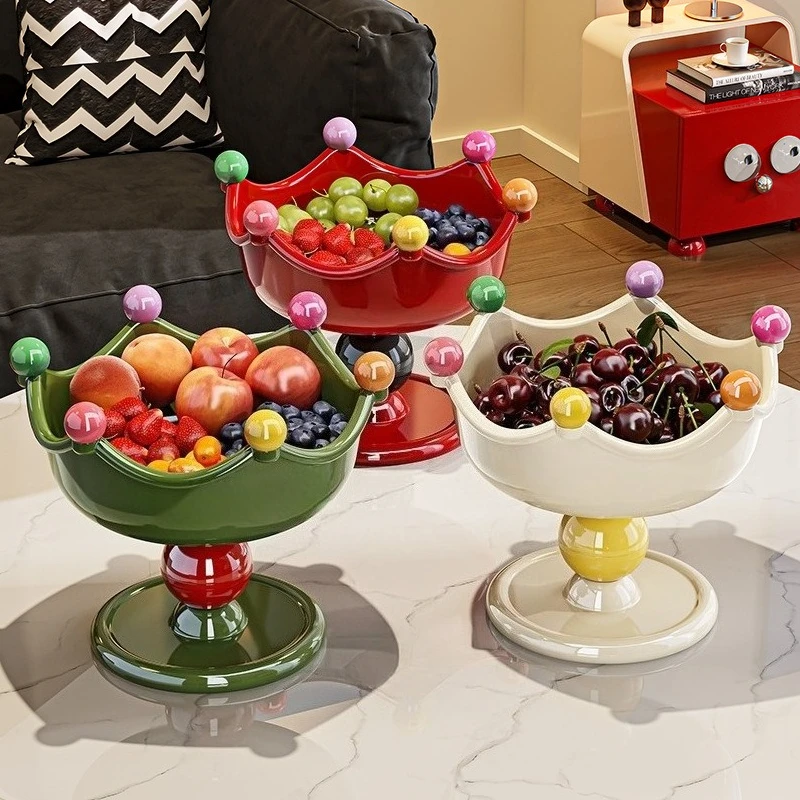 High-footed drain fruit plate for household use, creative ornament in bedroom entrance, large-capacity double-layer candy plate