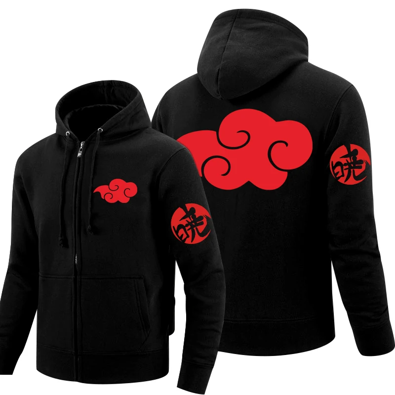 

Akatsuki Hooded Sweatshirts Men Printed Anime Hoodies Cotton Fleece Winter Warm Zipper Hoody Coat Kids