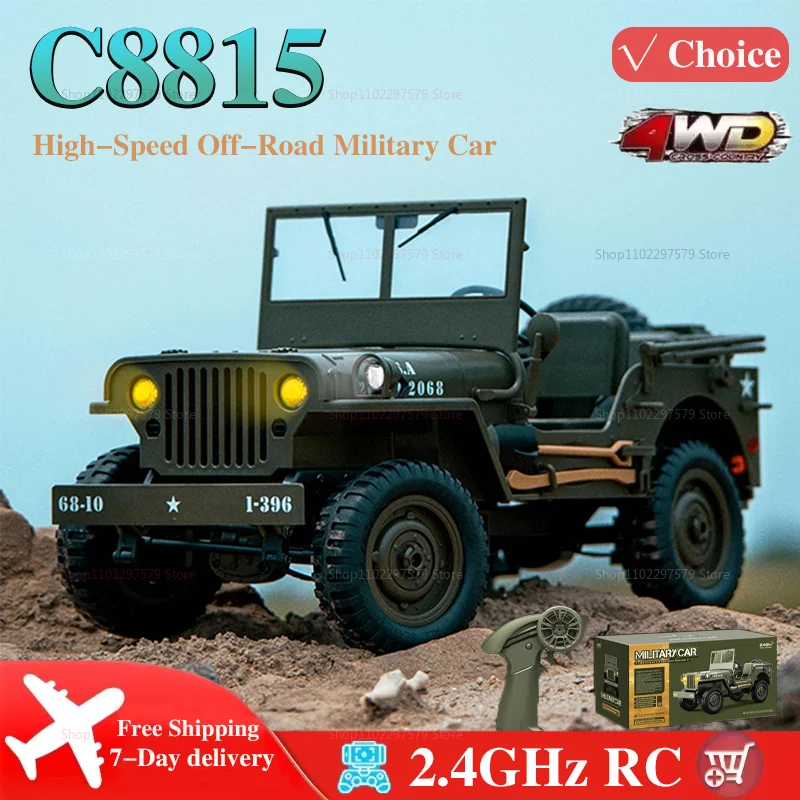 

2025 New C8815 RC 4WD Car 1:10 Ratio 1941 2.4g RTR Military Truck Crawler Climbing Scale RC Offroad Vehicle Adults Kids Toy Gift