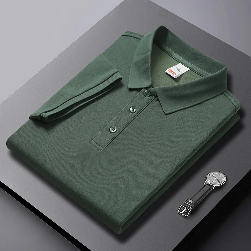 Outdoor Leisure Polo Top For Men Short Sleeve Lapel Neck Three Button Placket Comfortable Solid Texture Fabric