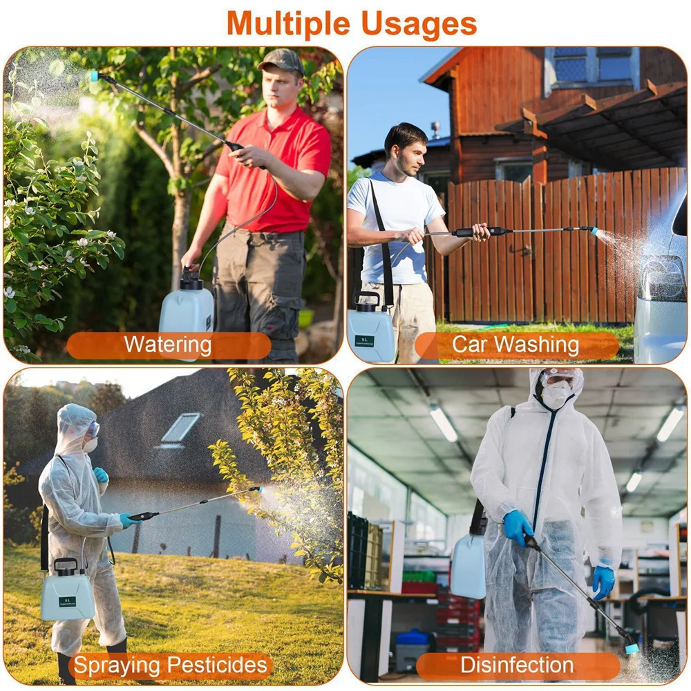 5L Shoulder-type Electric Sprayer Garden Automatic Atomization USB Rechargeable Plant Sprayer Sprinkler Garden Irrigation Tool